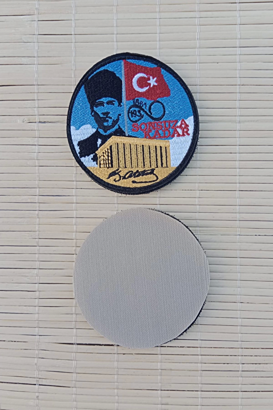 Mustafa Kemal Ataturk Resimli İmzali Sonsuza Kadar Yazili Anitkabir Nakis İslemeli Dalgalanan Bayrak Arma Pec Patch