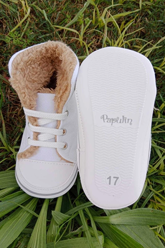 Beyaz Renkli Converse Model İci Polarli Organik Unisex Cocuk Bebek İlkadim Bagcikli Patik Sneaker Casual Ayakkabi