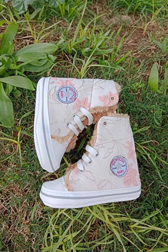 Nar Cicegi Renkli Converse Model İci Polarli Organik Unisex Cocuk Bebek İlkadim Bagcikli Patik Sneaker Casual Ayakkabi