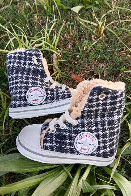 Siyah Renkli Converse Model İci Polarli Organik Unisex Cocuk Bebek İlkadim Bagcikli Patik Sneaker Casual Ayakkabi