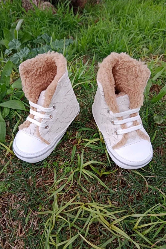 Pudra Renkli Converse Model İci Polarli Organik Cocuk Bebek İlkadim Bagcikli Patik Sneaker Casual Ayakkabi