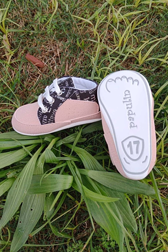 Somon Siyah Renkli İci Pamuklu Organik Ortopedik Cocuk Bebek İlkadim Bagcikli Patik Kanvas Sneaker Casual Ayakkabi