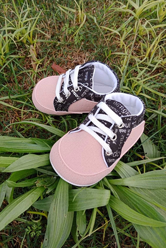 Somon Siyah Renkli İci Pamuklu Organik Ortopedik Cocuk Bebek İlkadim Bagcikli Patik Kanvas Sneaker Casual Ayakkabi