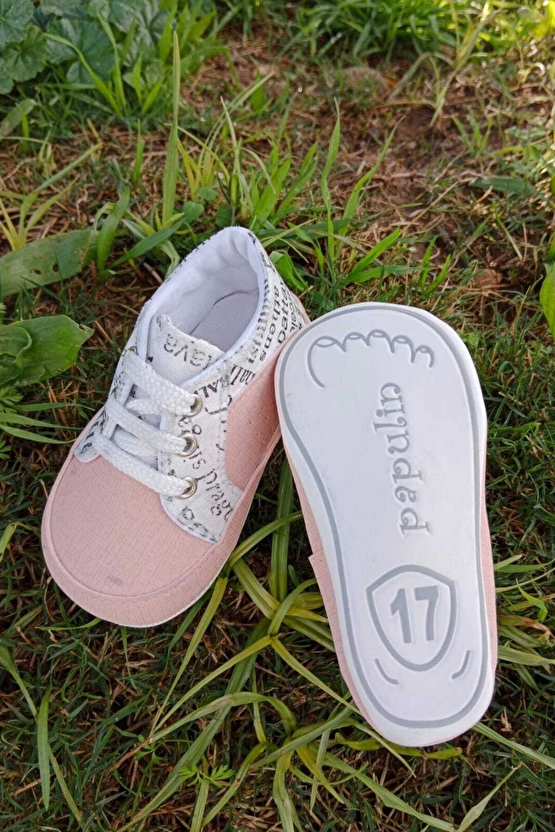Somon Beyaz Renkli İci Pamuklu Organik Ortopedik Cocuk Bebek İlkadim Bagcikli Patik Kanvas Sneaker Casual Ayakkabi