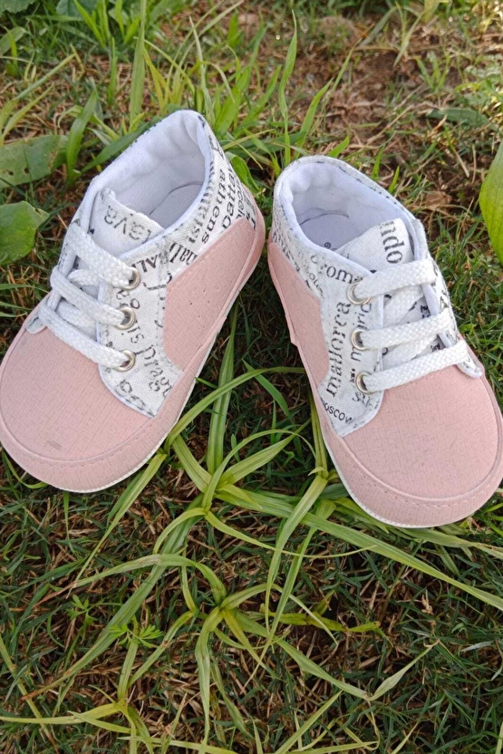 Somon Beyaz Renkli İci Pamuklu Organik Ortopedik Cocuk Bebek İlkadim Bagcikli Patik Kanvas Sneaker Casual Ayakkabi