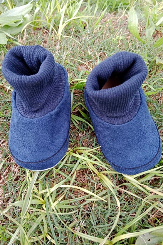 Lacivert Renkli İci Pamuklu Astarli Corapli Model Organik Ortopedik Cocuk Bebek İlkadim Patik Panduf Ayakkabi