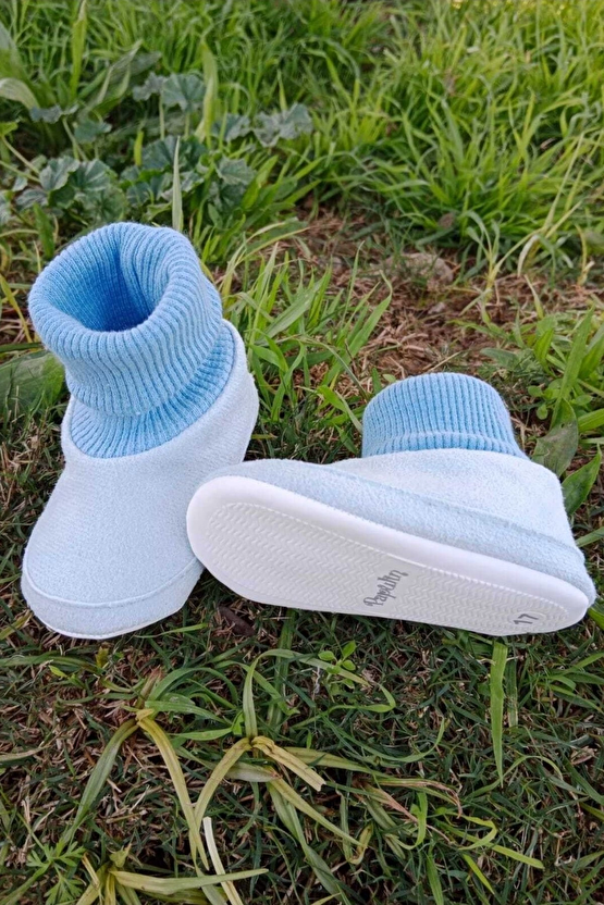 Bebe Mavisi Renkli İci Pamuklu Astarli Corapli Model Organik Ortopedik Cocuk Bebek İlkadim Patik Panduf Ayakkabi