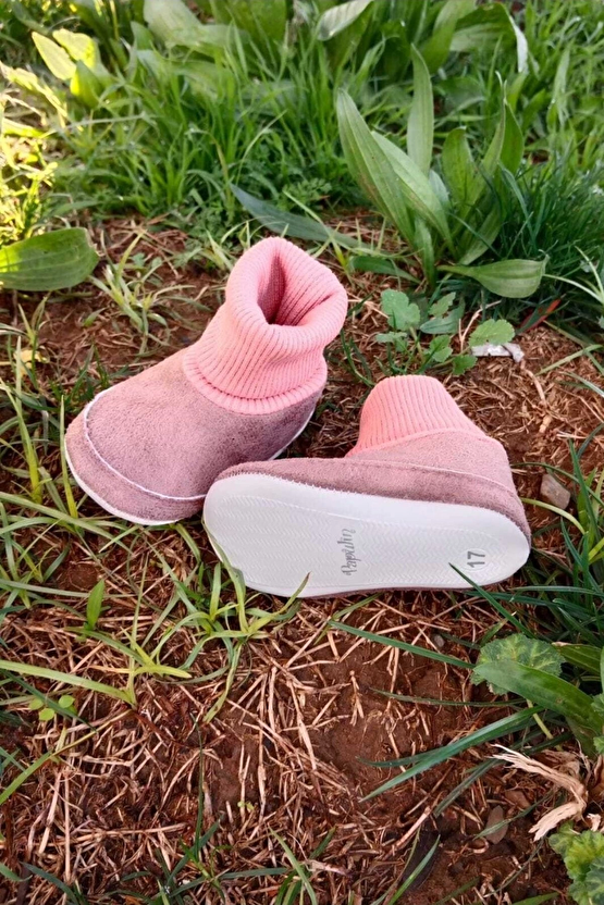 Gul Kurusu Renkli İci Pamuklu Astarli Corapli Model Organik Ortopedik Cocuk Bebek İlkadim Patik Panduf Ayakkabi