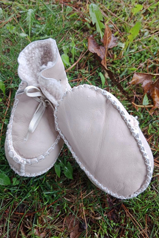 Bej Renkli Hakiki Kuzu Derisi Bagcikli İci Polarli Organik Ortopedik Cocuk Bebek İlkadim Bagcikli Patik Kanvas Sneaker C