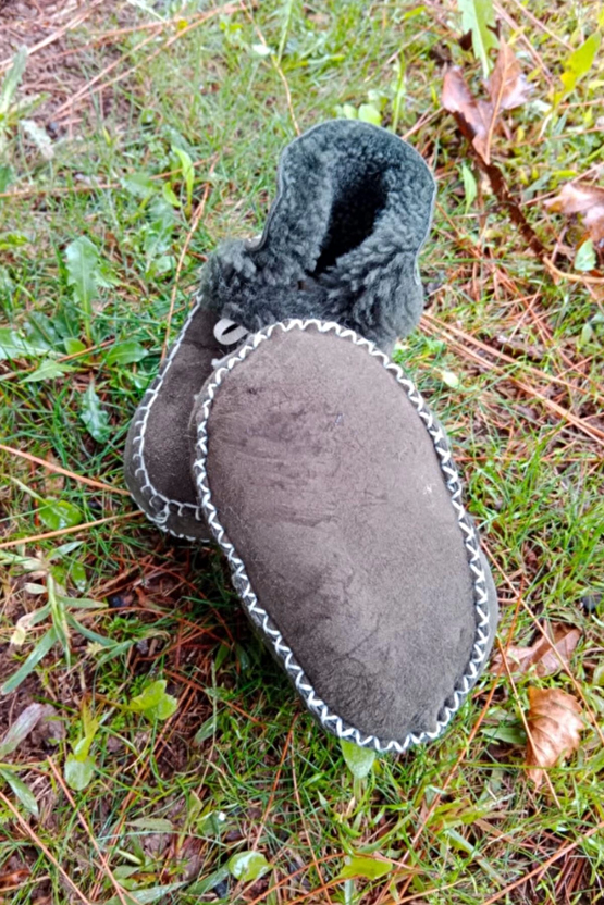 Haki Renkli Hakiki Kuzu Derisi Bagcikli İci Polarli Organik Ortopedik Cocuk Bebek İlkadim Bagcikli Patik Kanvas Sneaker 