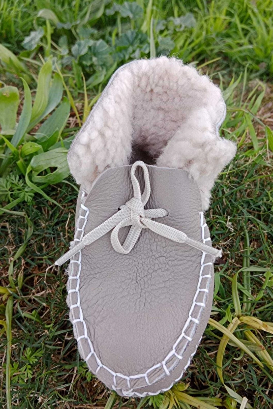 Kum Renkli Hakiki Kuzu Derisi Bagcikli İci Polarli Organik Ortopedik Cocuk Bebek İlkadim Bagcikli Patik Kanvas Sneaker C