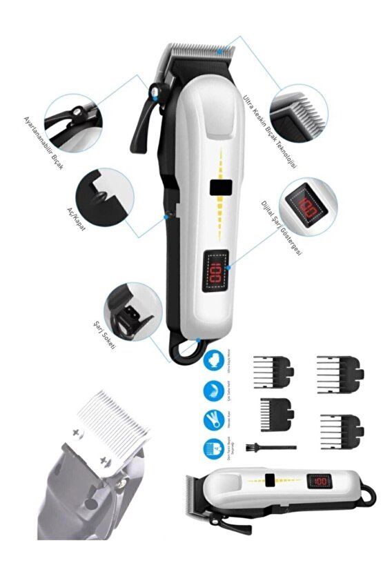 60186008 Ultra Güçlü Pet Series Şarjlı Kablosuz Tıraş Makinesi - Kedi & Köpek Tüy Kesme, Sessiz