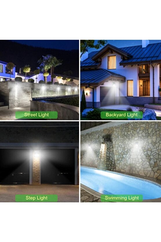 Enerjili Bahçe Lambası 100 Led 1li Paket Bahçe Aplik Bahçe Lambası Bahçe Aydınlatma