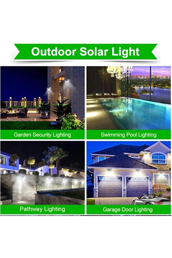 Enerjili Bahçe Lambası 100 Led 1li Paket Bahçe Aplik Bahçe Lambası Bahçe Aydınlatma