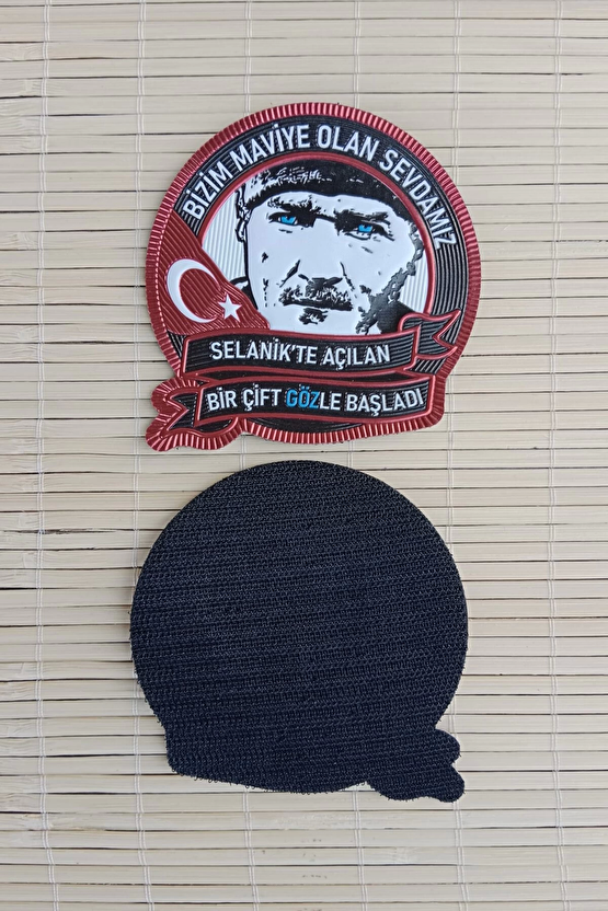 Ataturk Resimli Kirmizi Zemin Bizim Maviye Olan Sevdamiz 3d Tpu Termoplastik Silikon Kabartma Nakis İslemeli Arma Patch 