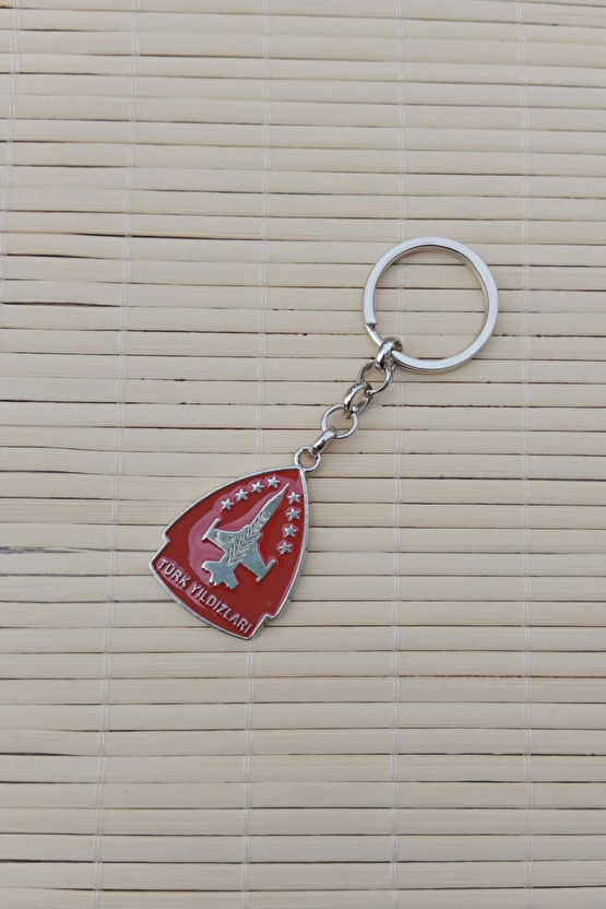 Turk Yildizlari Kabartma Yazili Amblemli Ozel Tasarim Ucak F-16 Metal Anahtarlik