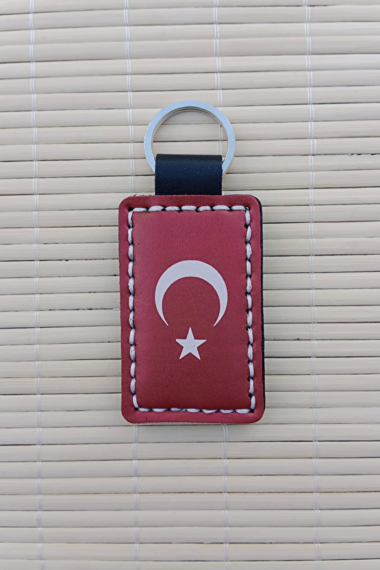 Ataturk Siluetli Ozel Tasarim İmzali Hakiki Deri Hediyelik Anahtarlik