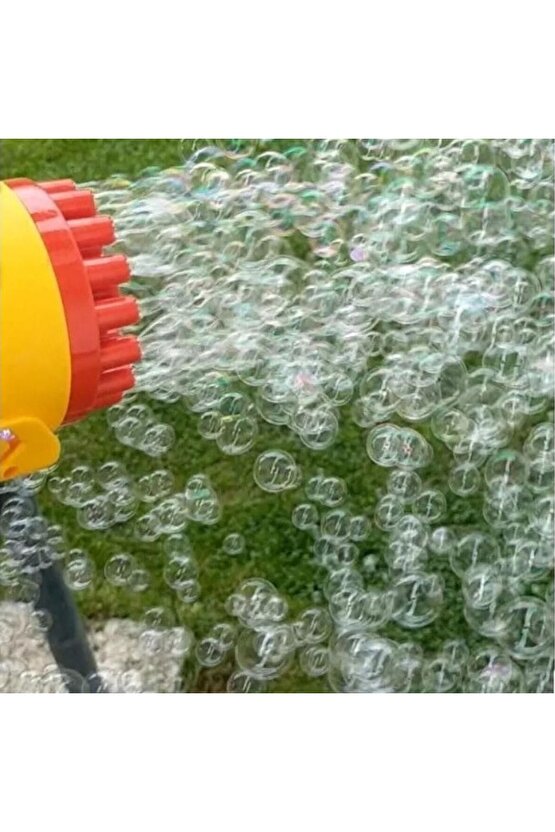 Pilli Pembe Köpük Tabancası Baloncuk Makinesi XL Boy Şık Tasarım 21 Delikli Bol Köpük