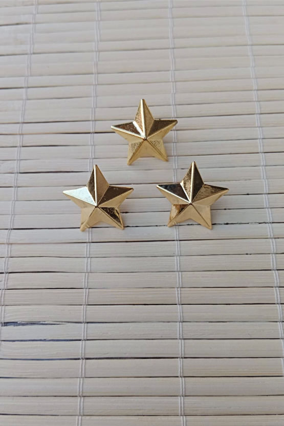 Sari Renkli Harici Uniforma Apolet Metal Yildiz Pirinc Rutbe