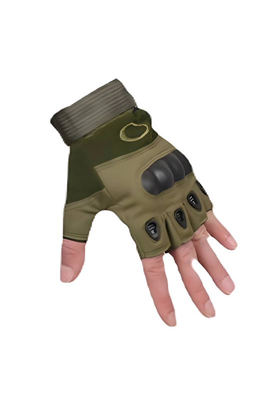 Haki Renkli Blackhawk Askeri Tactical Destekli Yarim Parmak Taktik Eldiven