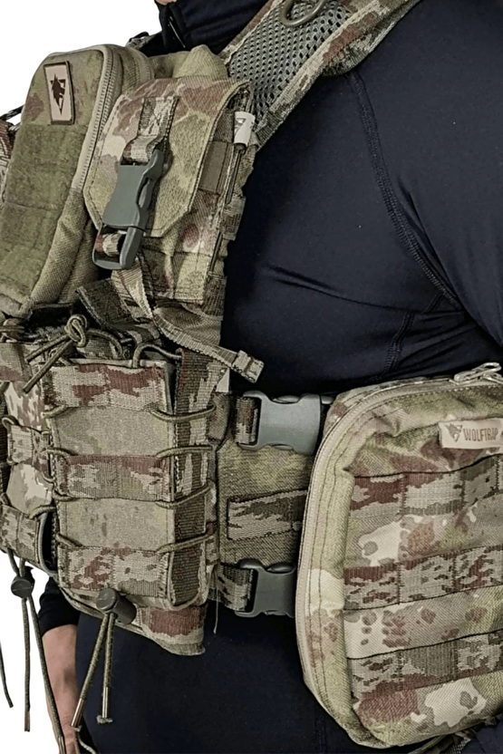 Kara Kuvvetleri Balistik Plaka Takilabilen Askeri Kamuflaj Renkli Tam Donanimli Hucum Yelegi 7.62