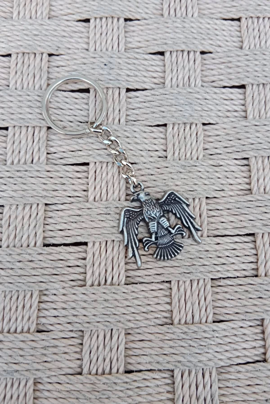 Ozel Tasarim Kartal Dokumlu Kabartmali Metal Anahtarlik