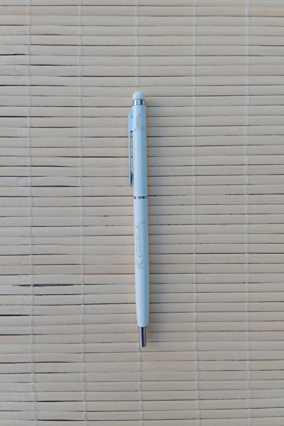 Gazi Mustafa Kemal İmzali Beyaz Renkli Lazer Baskili Metal Govdeli Touchpen Tukenmez Kalem