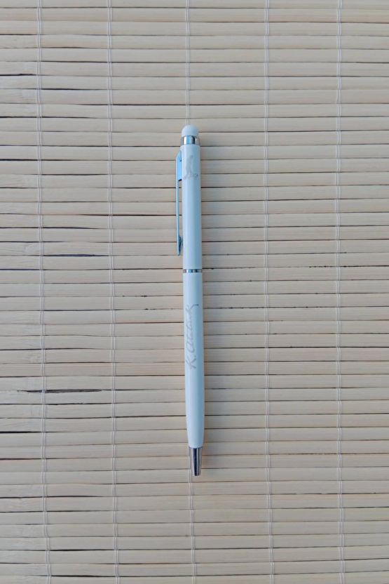 Gazi Mustafa Kemal İmzali Beyaz Renkli Lazer Baskili Metal Govde Touchpen Tukenmez Kalem