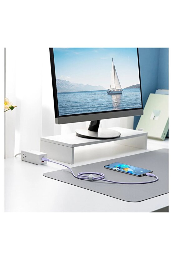 Pudding Hızlı Şarj Özellikli Type-C to Type-C 100W Kablo 1.2m. Mor