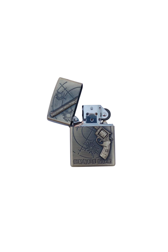 Ozel Tasarim Sari Renkli 45 Lik Tabanca Kabartmali Craft Gun Yazili Zippo Cakmak