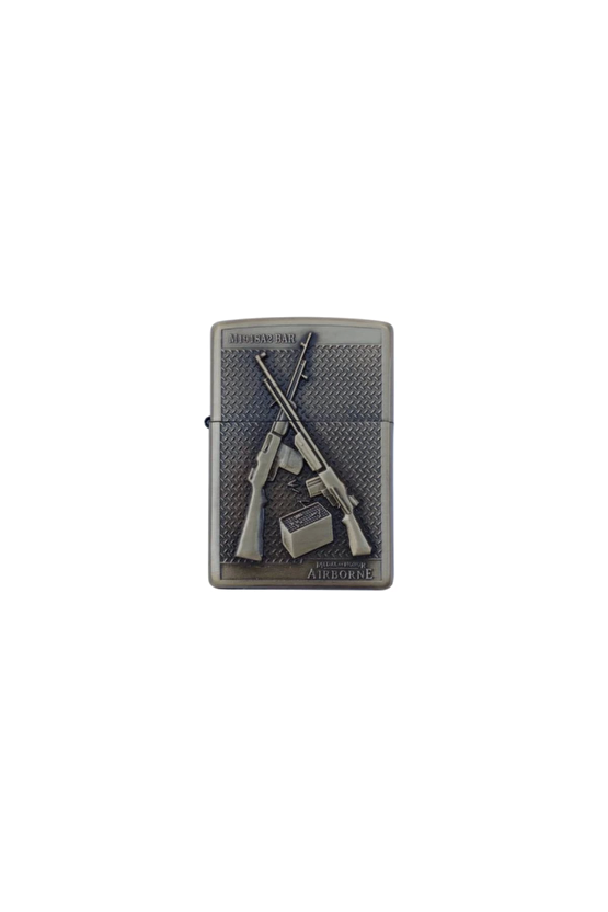 Ozel Tasarim Sari Renkli M1918a2 Bar Tufek Kabartmali Medal Of Honor Airborne Yazili Zippo Cakmak