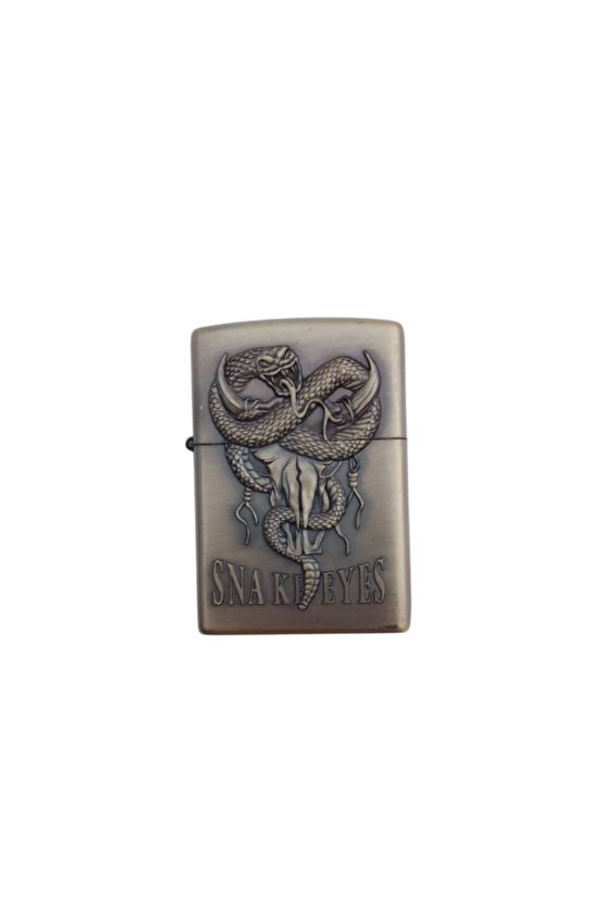 Ozel Tasarim Sari Renkli Snake Eyes Yazili Kabartmali Premium Zippo Cakmak
