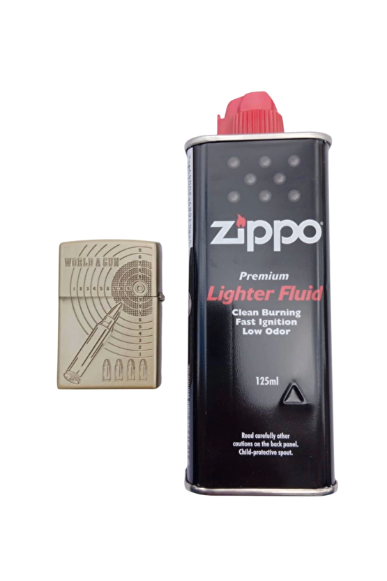 Ozel Tasarim Sari Renkli Ak-47 Tufekli Asker Kabartmali Premium Zippo Cakmak