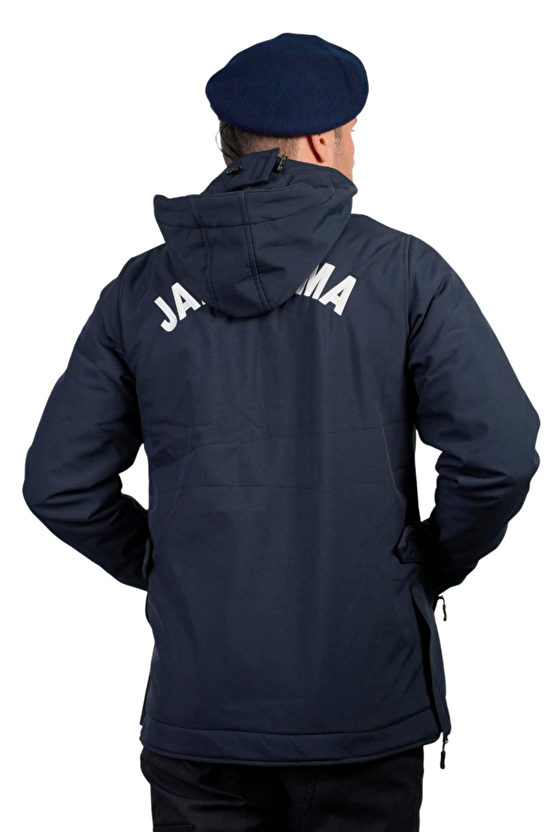 Jandarma Asayis Lacivert Renkli 5 Cepli Uzun Kollu Soguk Gecirmez Softshell Kapusonlu Taktik Mont