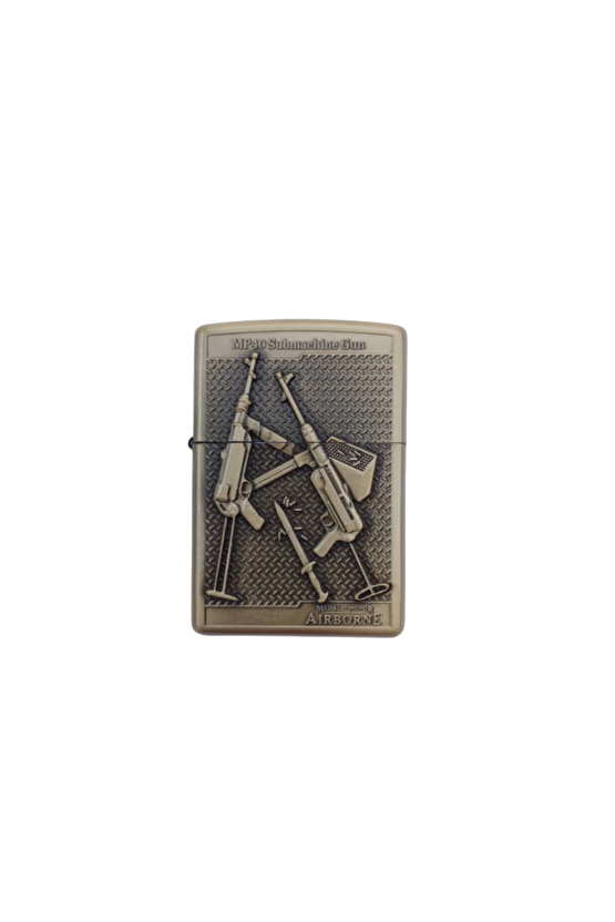 Ozel Tasarim Sari Renkli Mp40a Submacine Gun Tüfek Kabartmali Medal Of Honor Airborne Yazili Premium Zippo Cakmak