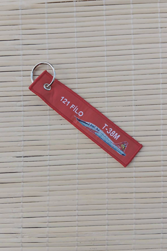 2 Adet 121. Filo T-38m Remove Before Flight Yazili Kirmizi Beyaz Nakis İslemeli Bez Anahtarlik