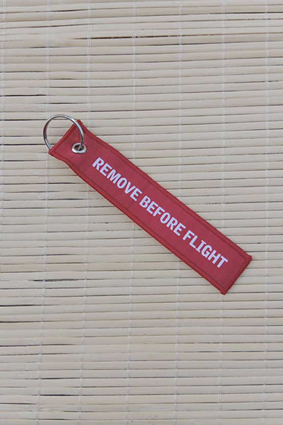 F-35a Remove Before Flight Joint Strike Fighter Yazili Kirmizi Beyaz Nakis İslemeli Bez Anahtarlik