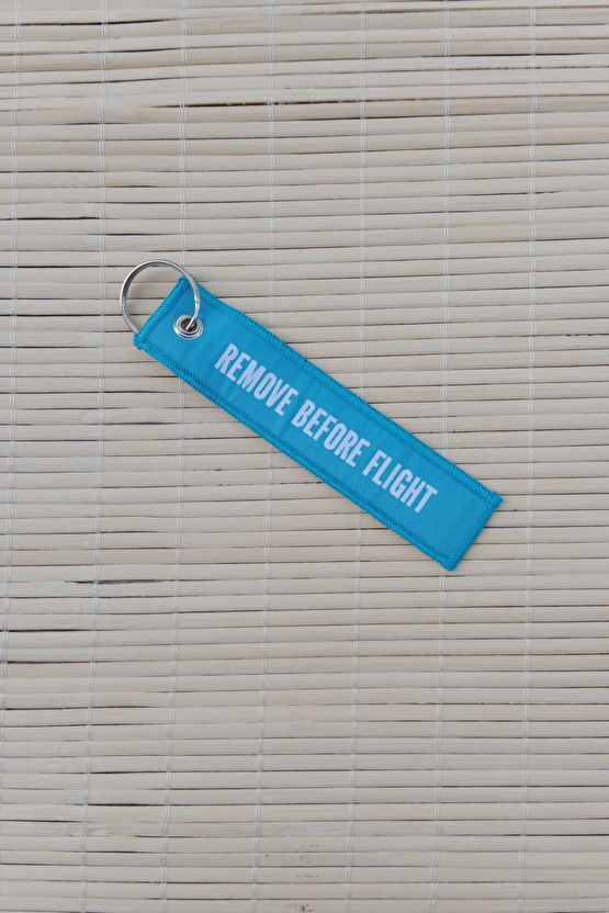 F-35 A Remove Before Flight Joint Strike Fighter Yazili Mavi Beyaz Nakis İslemeli Bez Anahtarlik