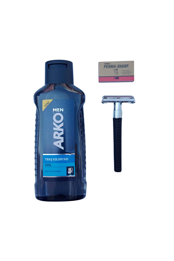 Arko Men Cool Tras Kolonyasi Orak Plastik Sapli Tras Makinasi Perma Sharp Jilet Tras Seti