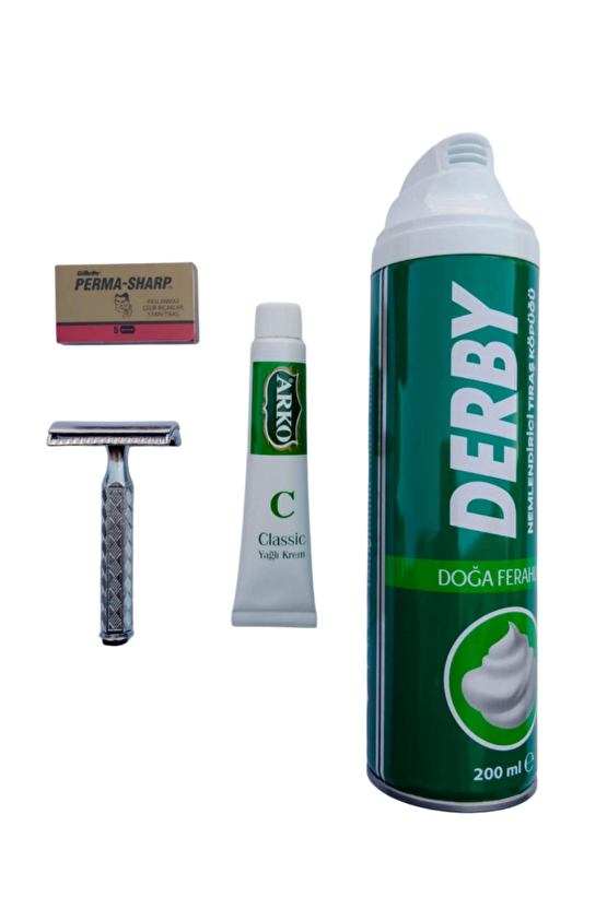 Derby Tras Kopugu Orak Paslanmaz Krom Tras Makinasi Perma Sharp Yaprak Jilet Arko Nem Klasik Cilt Besleyici Yagli Krem 2