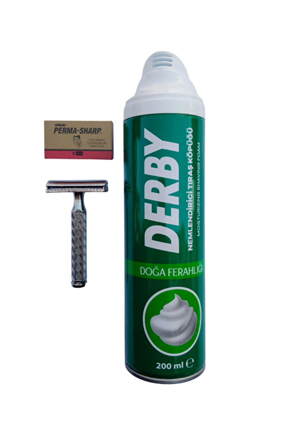 Derby Tras Kopugu Orak Paslanmaz Krom Tras Makinasi Perma Sharp Yaprak Jilet Tras Seti