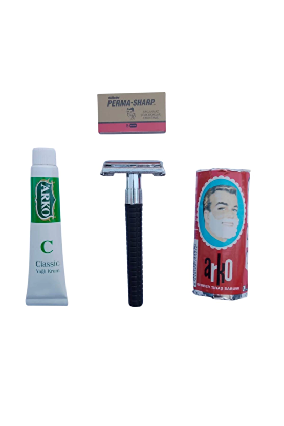 Orak Plastik Sapli Tras Makinasi Perma Sharp Yaprak Jilet Arko Berber Tras Sabunu Arko Nem Klasik Cilt Besleyici Yagli K