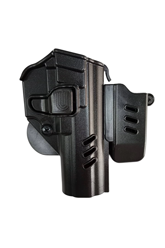 Sag El Siyah Renkli Beretta F 92 Black Grips Polimer Silah Kilifi Ve Tekli Sarjor Kilifi