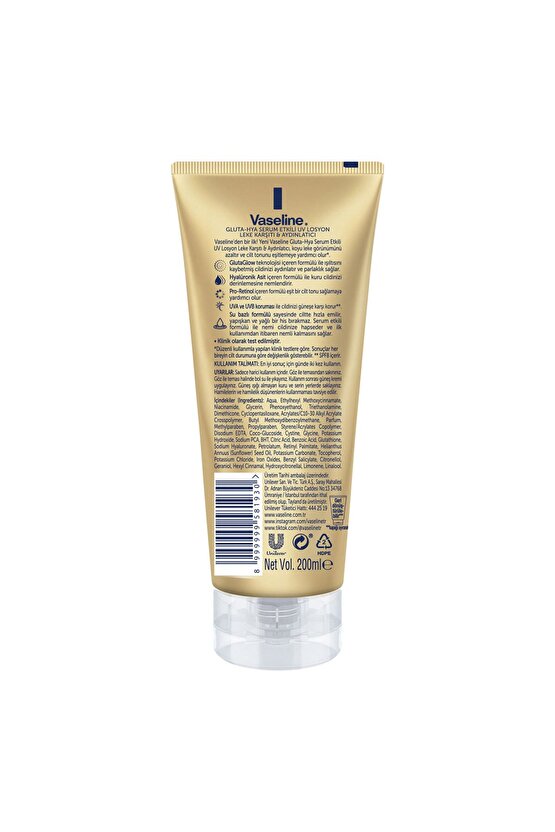 Gluta Hya Serum Etkili Uv Vücut Losyonu Leke Karşıtı Ve Aydınlatıcı 200 ml