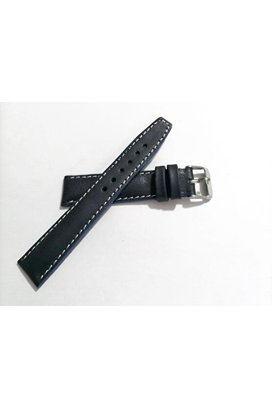 Her Saate Uygun 18 MM Hakiki Dana Derisi ( 265) beyaz dikişli koyu mavi