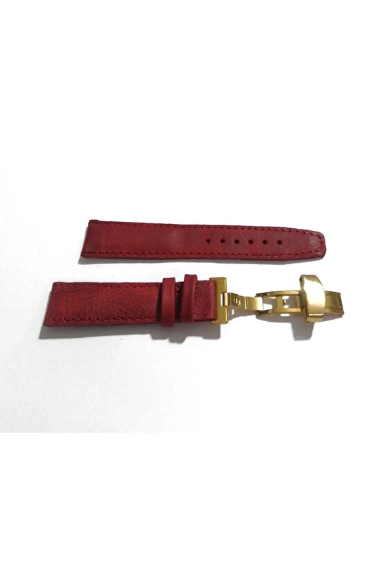 Her Saate Uygun Kelebek Toka 20 mm Hakiki Deri (247) SARI TOKA KIRMIZI