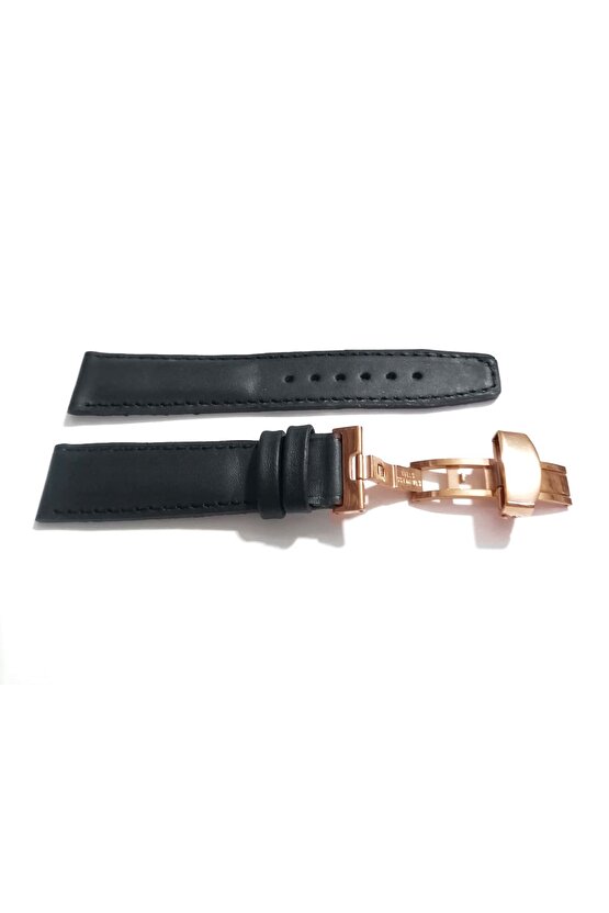 Her Saate Uygun Kelebek Toka 20 mm Hakiki Deri (243) ROSE TOKA SİYAH