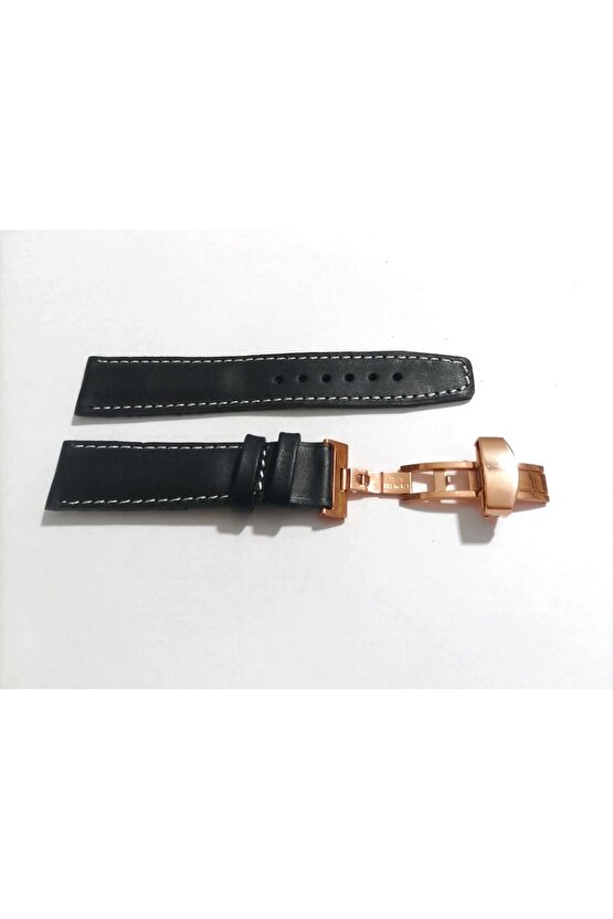Her Saate Uygun Kelebek Toka 20 mm Hakiki Deri (238) ROSE TOKA SİYAH