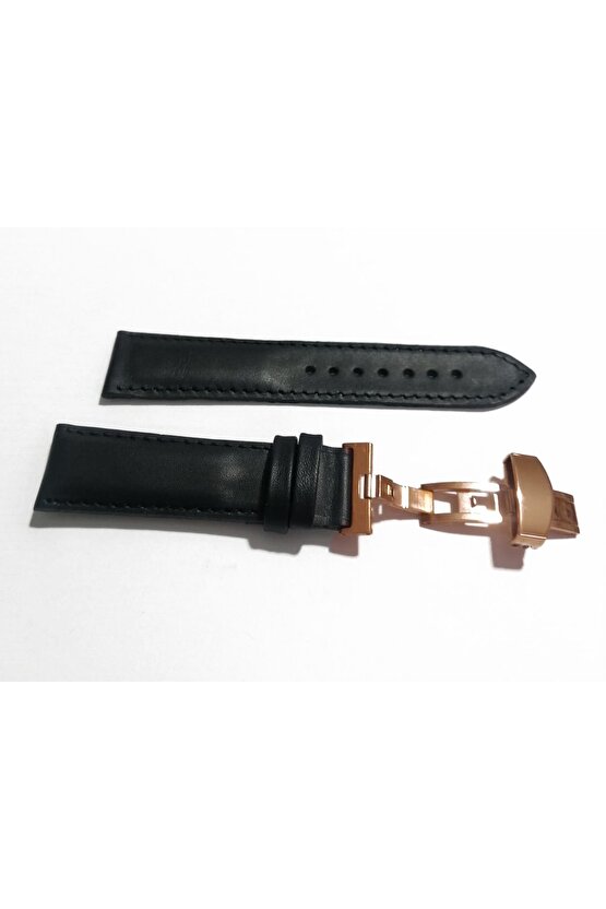 Her Saate Uygun Kelebek Toka 22 mm Hakiki Deri (235) ROSE TOKA SİYAH