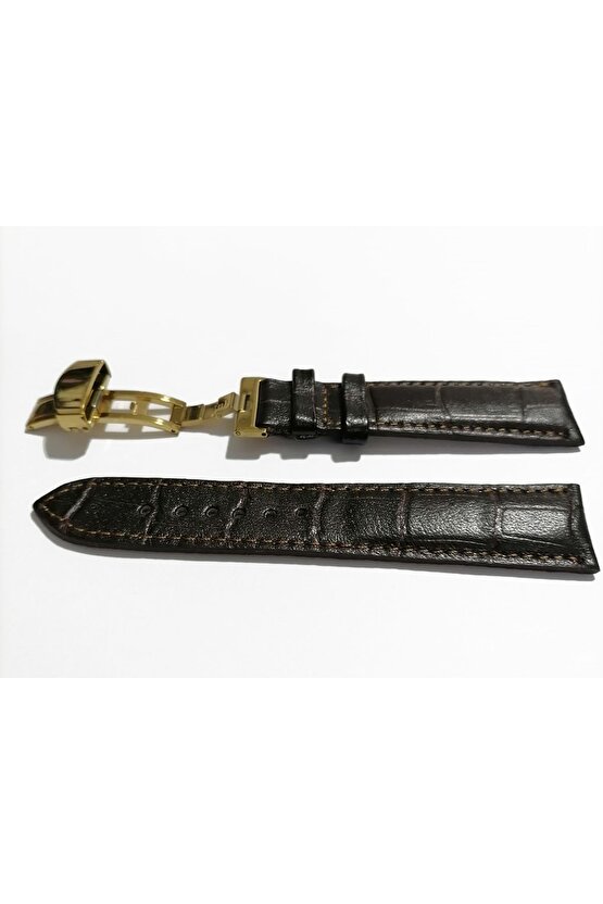 &Hertür Saate &Uygun  Kelebek  Toka 20 mm koyu  kahve    Kordon(175)   altın  toka